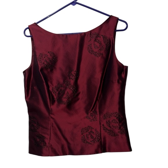 Vintage Ann Taylor Burgundy Silk Jacket & Vest Size 10 - Picture 4 of 10